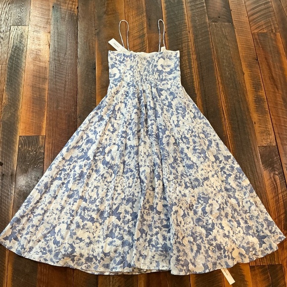 Reformation Monette Linen Midi Dress Blue White Floral 12 NWT - Picture 11 of 14